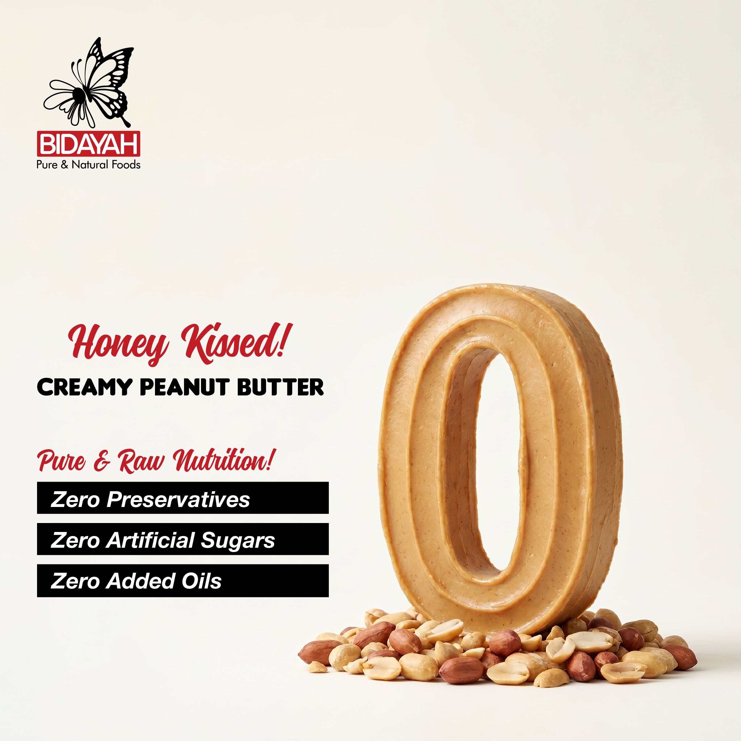 BIDAYAH PURE & NATURAL HONEY KISSED CREAMY PEANUT BUTTER 450 GM