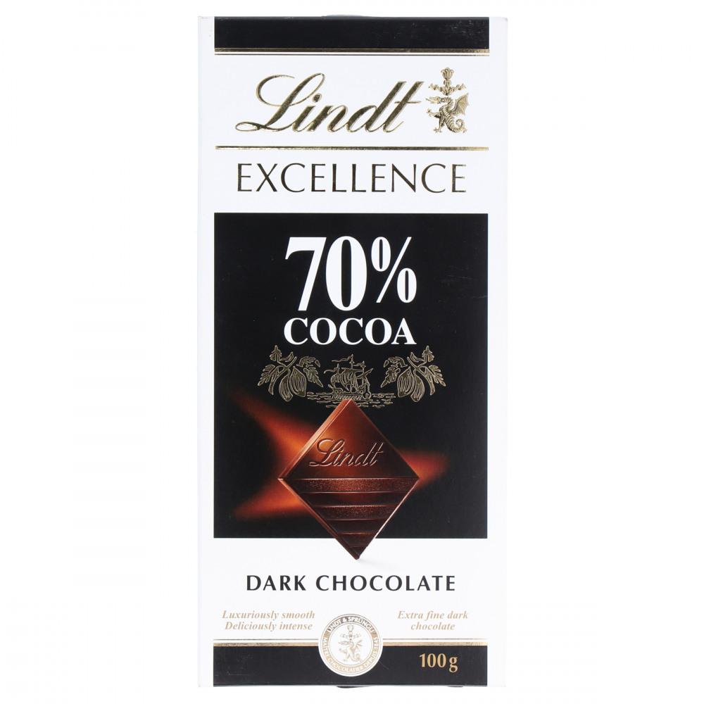 LINDT EXCELLENCE DARK CHOCOLATE 70% COCOA 100 GM
