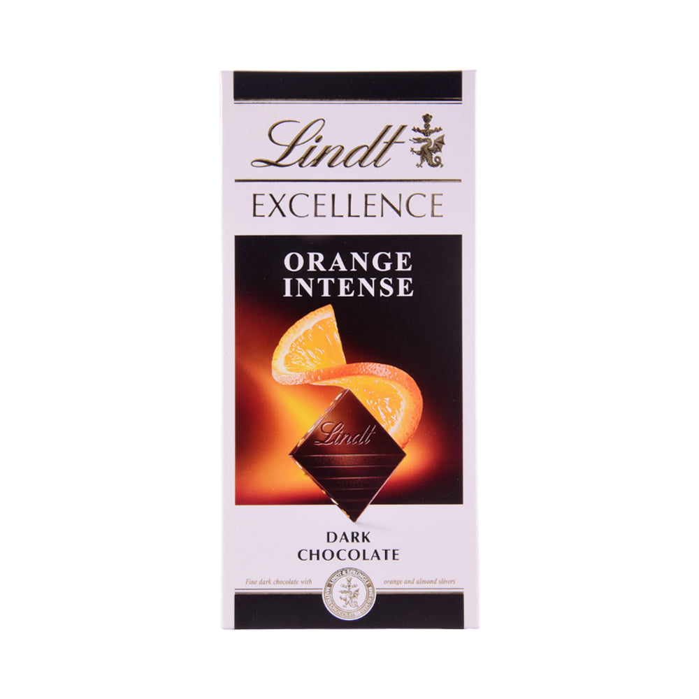 LINDT EXCELLENCE CHOCOLATE ORANGE DARK 100 GM