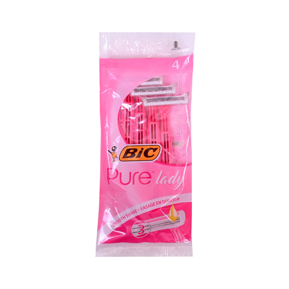 BIC RAZORS PURE LADY 3 BLADES 4 PCS