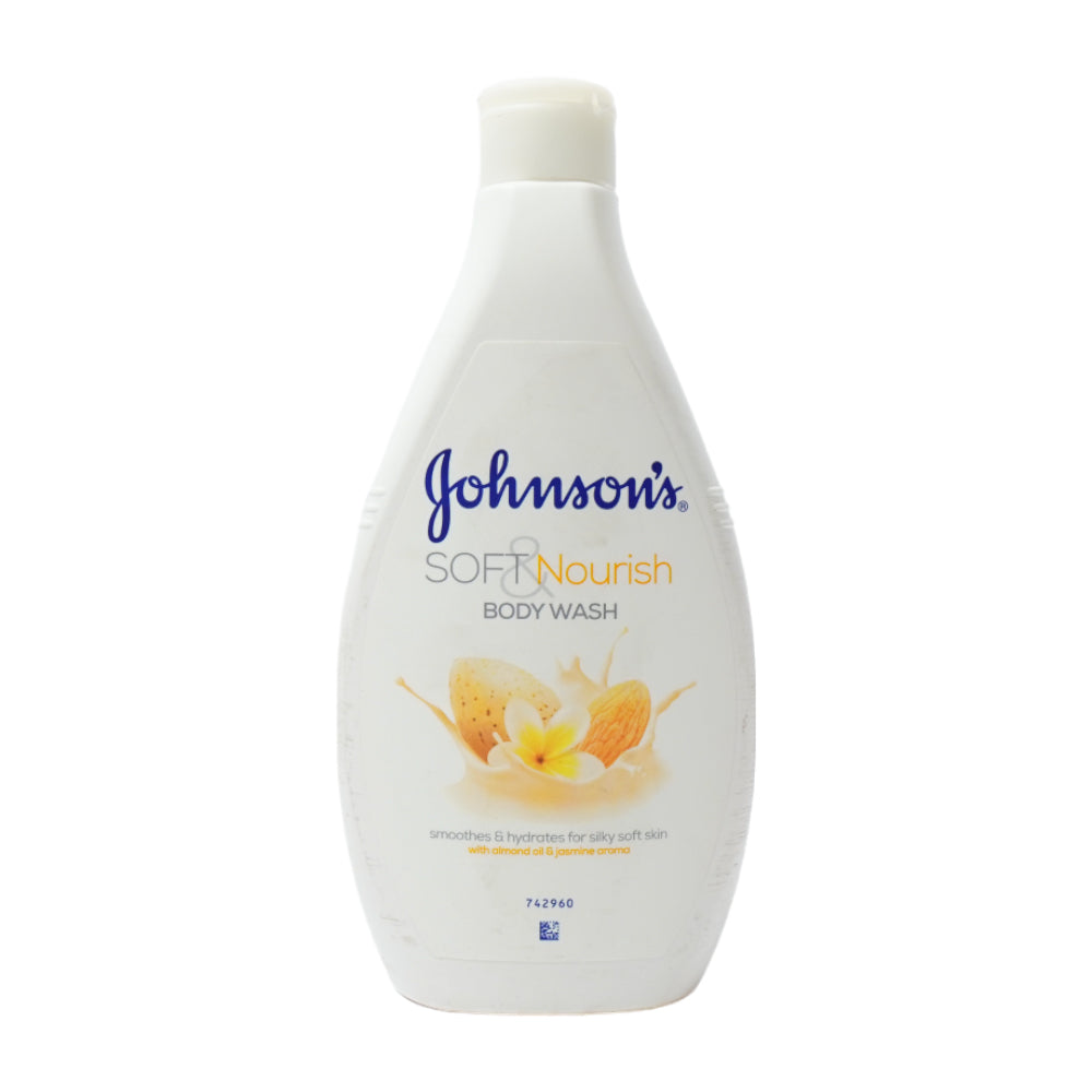 JOHNSONS BODY WASH WITH ALMOND OIL SOFT AND NOURISH 400 ML