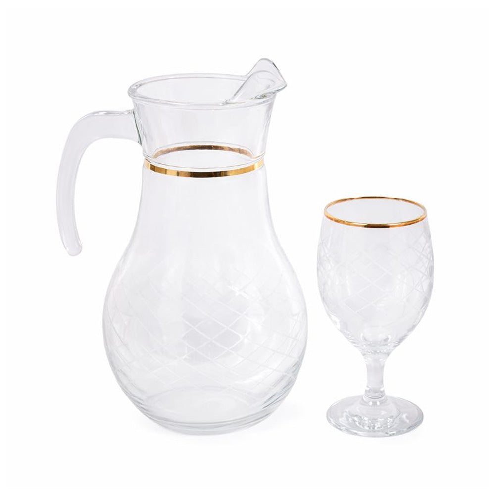 WATER SET 7PC PSB HAND CUT GOLD BISTRO 96933-B072