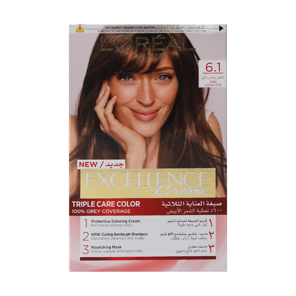 LOREAL EXCELLENCE CREME DARK ASH BLONDE 6.1 PC