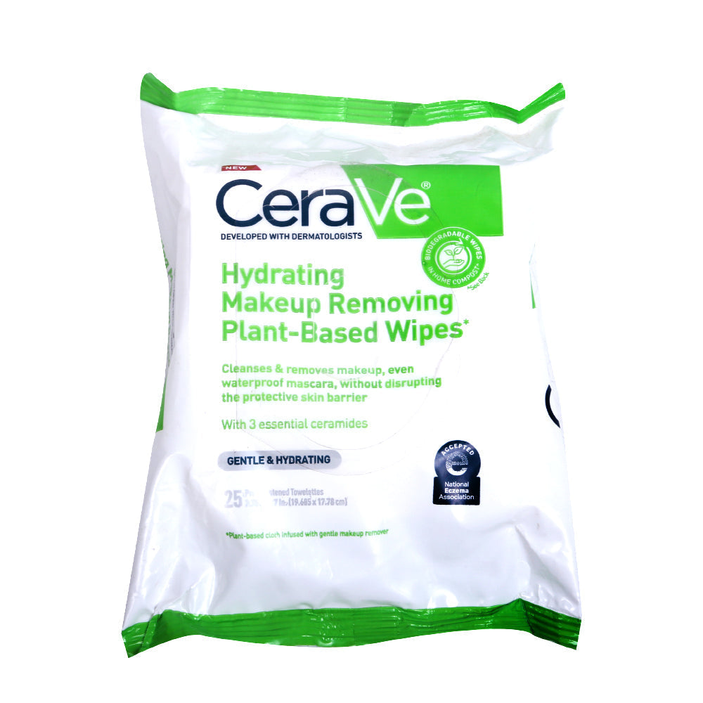 CERAVE HYDRATING MAKEUP REMOVING PLANT BASED WIPES