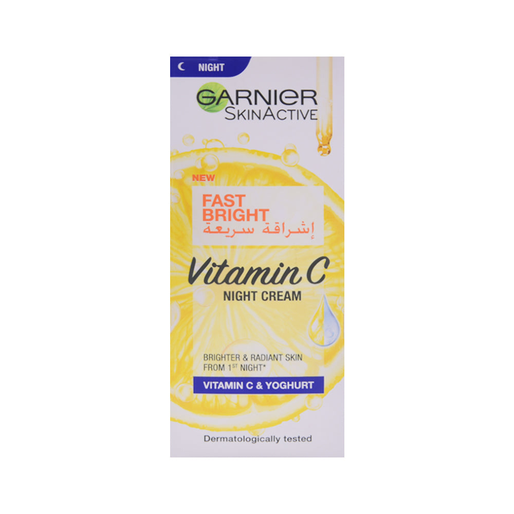 GARNIER FAST BRIGHT VITMIN C NIGHT CREAM TUBE FOAM 50 ML