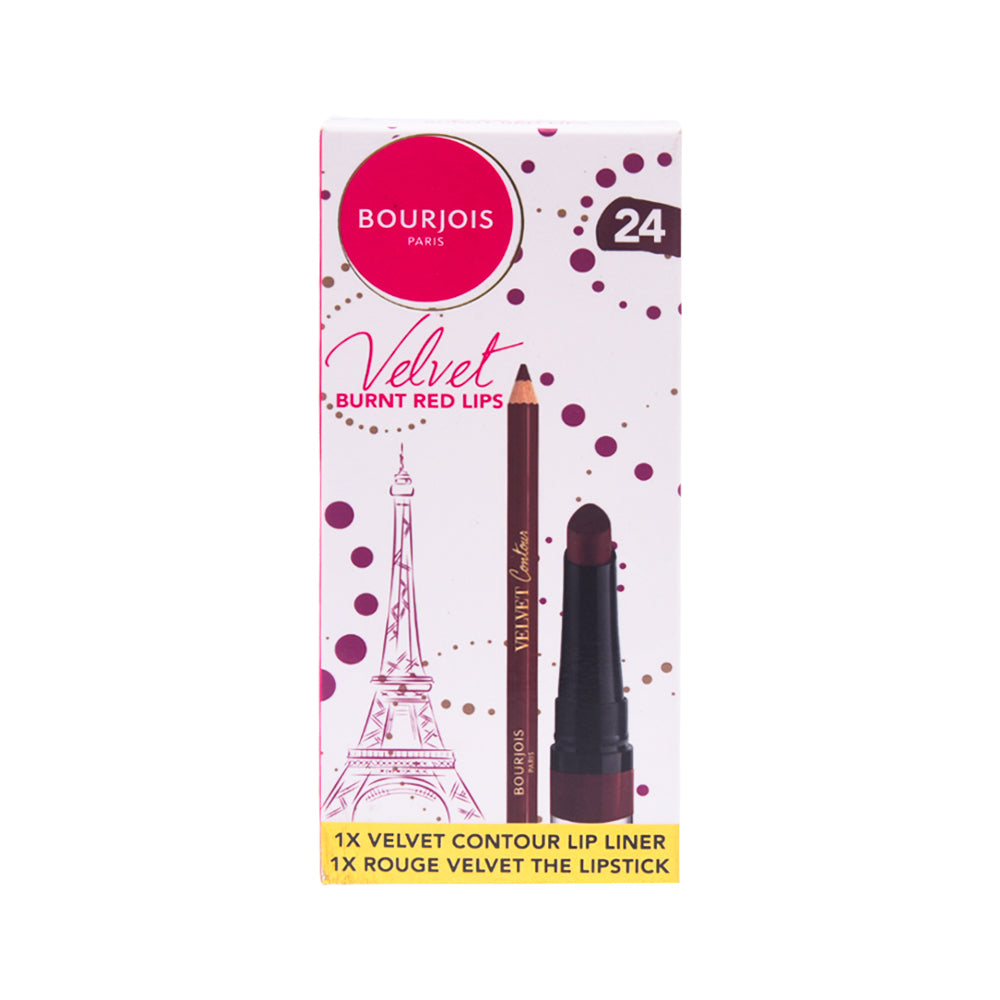 BOURJOIS  PARIS PROMO PACK VELVET CONTOYR BURNT RED LIPS LIN