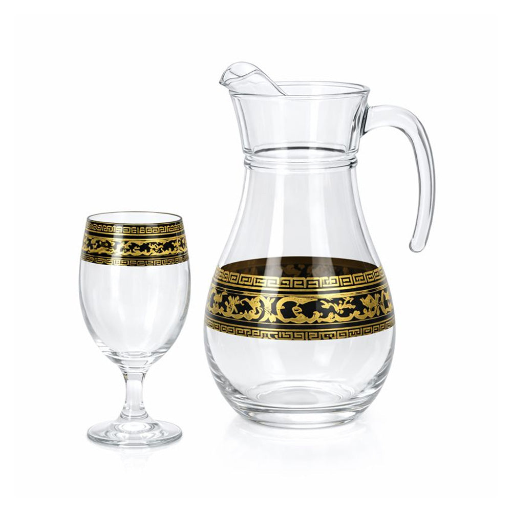 WATER SET 7PC PSB HAND CUT GOLD BISTRO 96817-HGB005