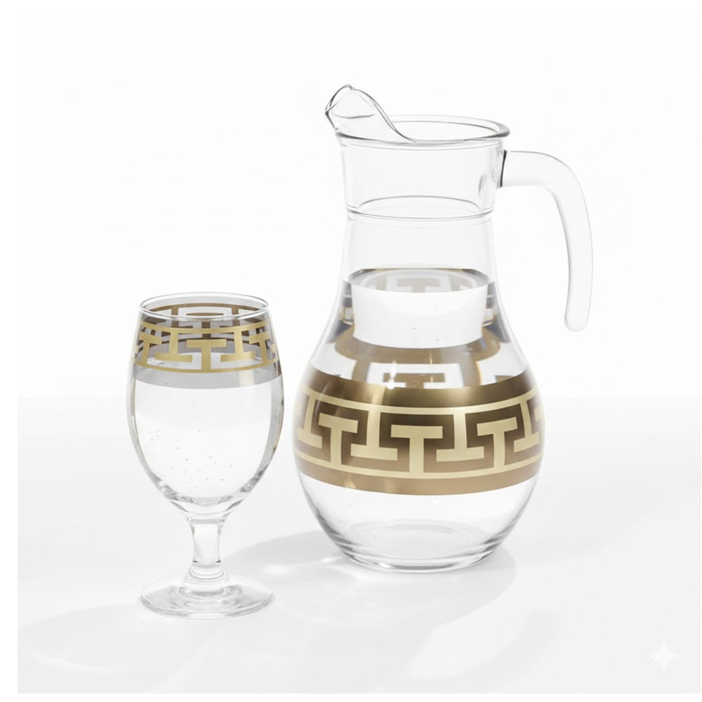 WATER SET 7PC PSB HAND CUT GOLD BISTRO 96817-HGB022