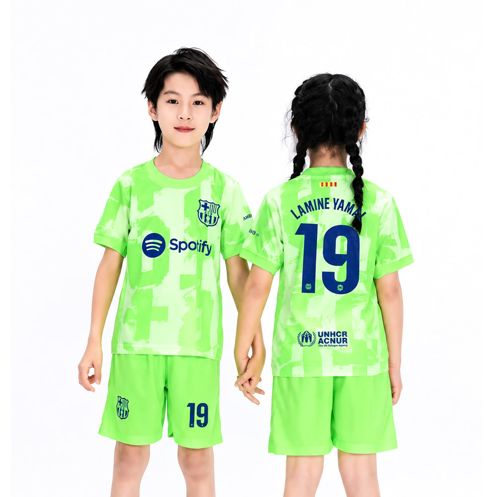 LAMINE YAMAL 2PC FOOT-BALL JERSEY GREEN IRS-26 2-3 YEAR 004