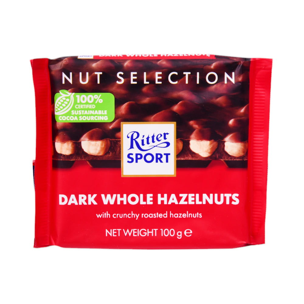 RITTER SPORT CHOCOLATE DARK WHOLE HAZELNUTS 100 GM