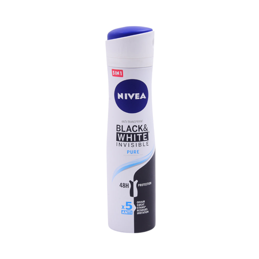 NIVEA DEODORANT BLACK & WHITE INVISIBLE PURE 150 ML