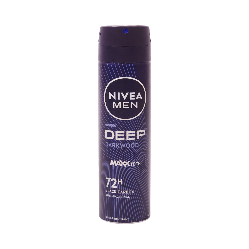 NIVEA MEN SPRAY DEEP BLACK CARBON DARK WOOD 48H 150 ML
