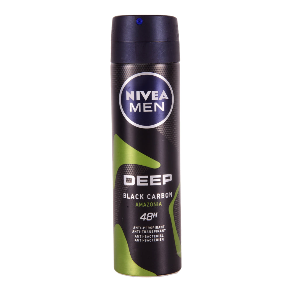 NIVEA MEN DEODORANT DEEP BLACK CARBON AMAZONIA 150 ML