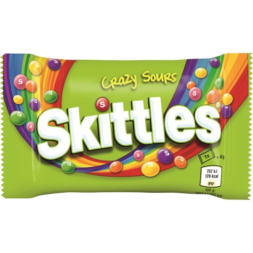 SKITTLES CANDY CRAZY SOURS 45 GM