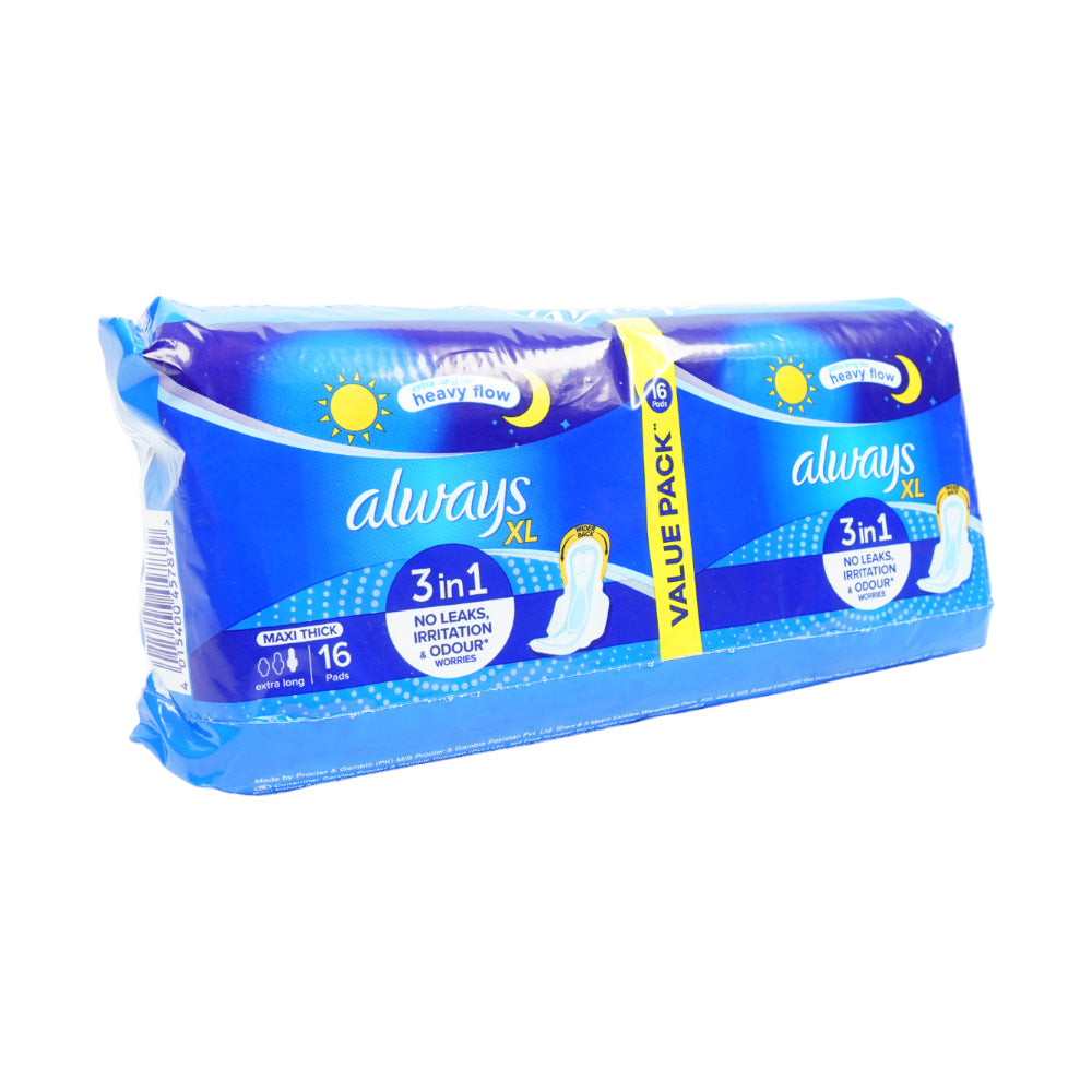 ALWAYS PADS MAXI THICK VALUE PACK EXTRA LONG 16PC PACK