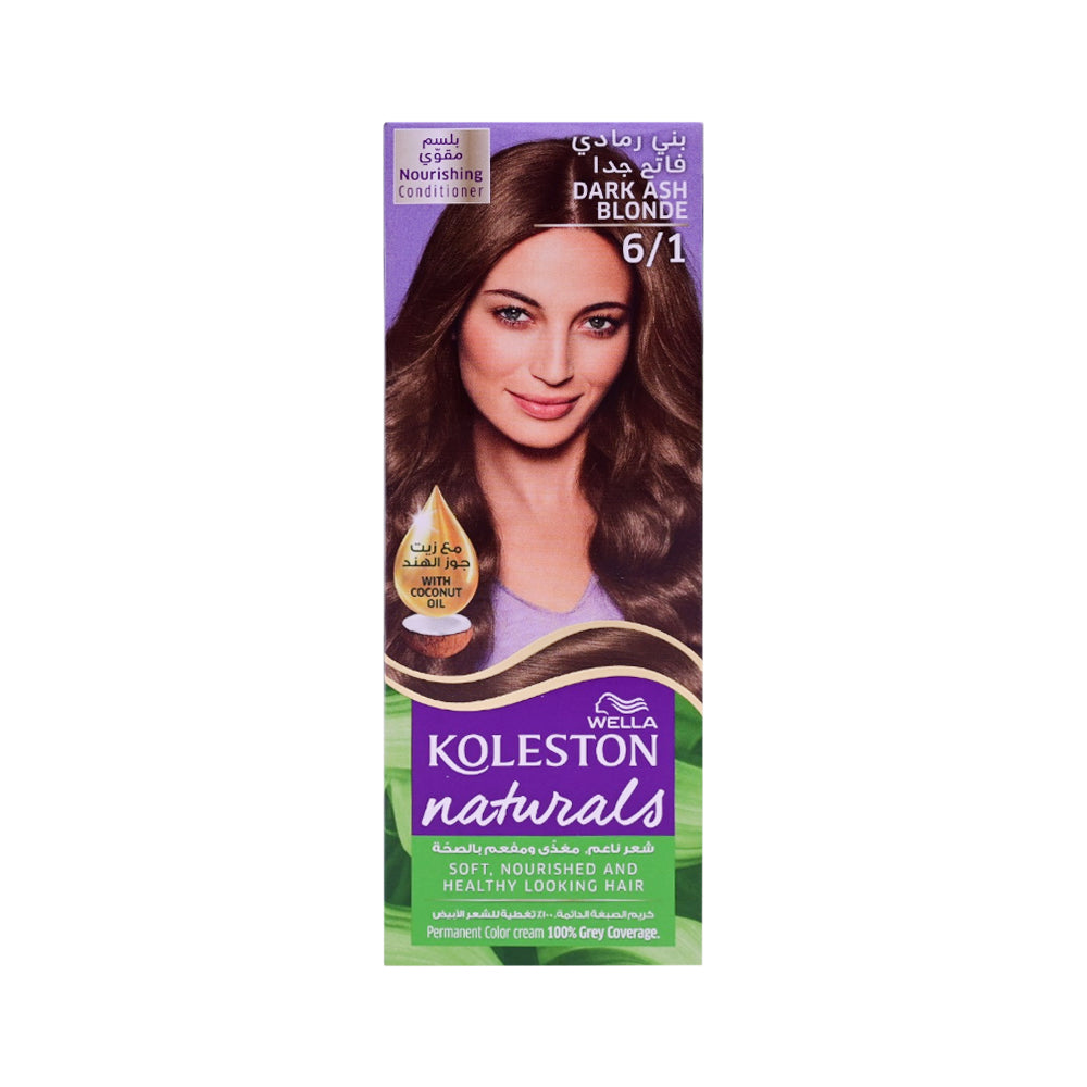 WELLA HAIR COLOR KOLESTON NATURALS 6/1 DARK ASH BLONDE  110