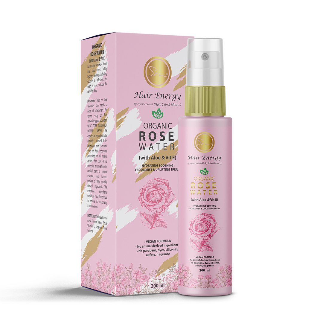 Hair Energy Organic Rose Water With Aloe & Vit E 200 Ml