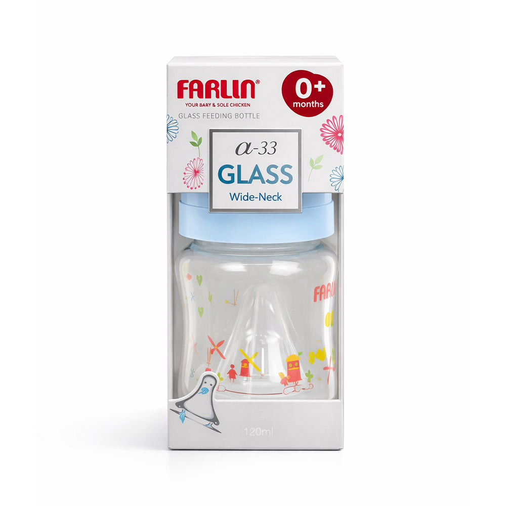 FARLIN BABY FEEDING BOTTLE GLASS 0M+120 ML AB-32005-B