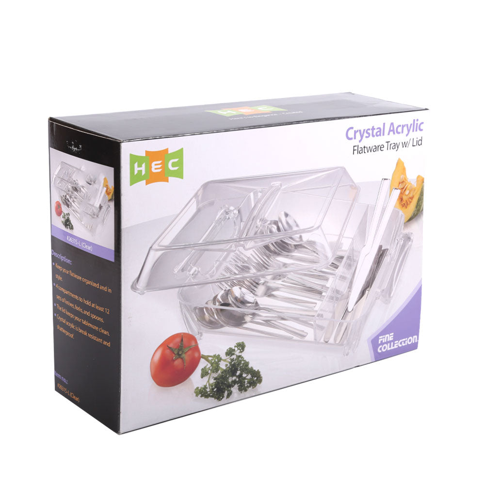 TRAY CUTLERY W/LID ACRYLIC 2631-S