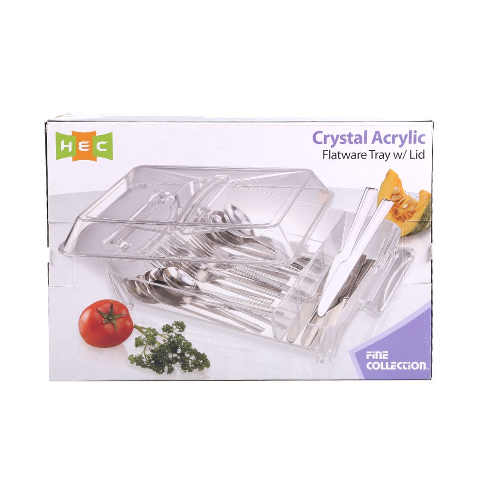 TRAY CUTLERY W/LID ACRYLIC 2631-S