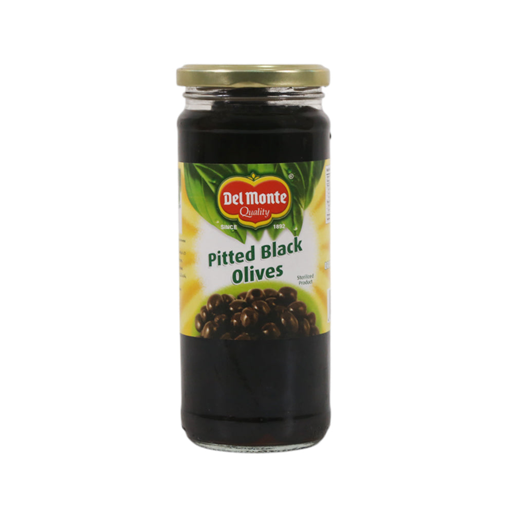DELMONTE PITTED BLACK OLIVES 450 GM