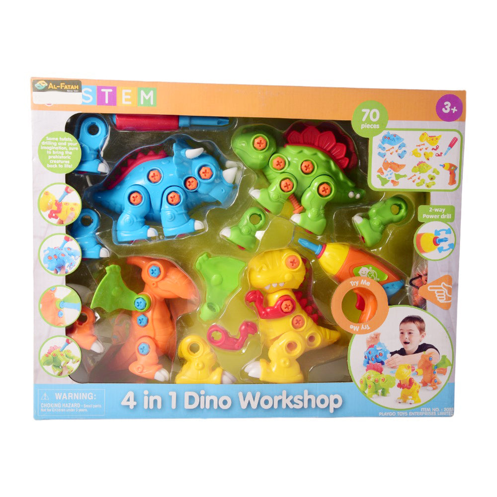 2058 PLAY GO 4IN1 DINO WORK SHOP 70PC H.B