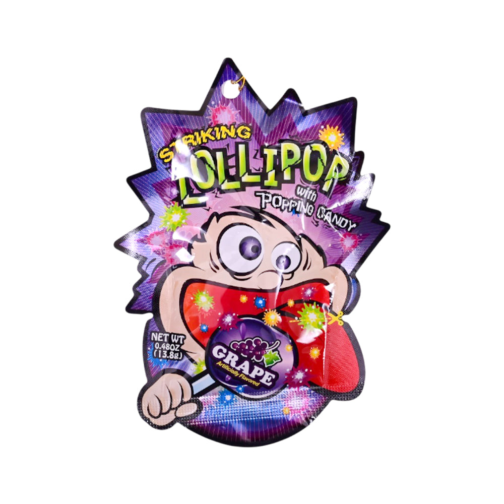 STRIKING LOLLYPOP WITH POPPING CANDY GRAPE FLAVOUR 13.8GM