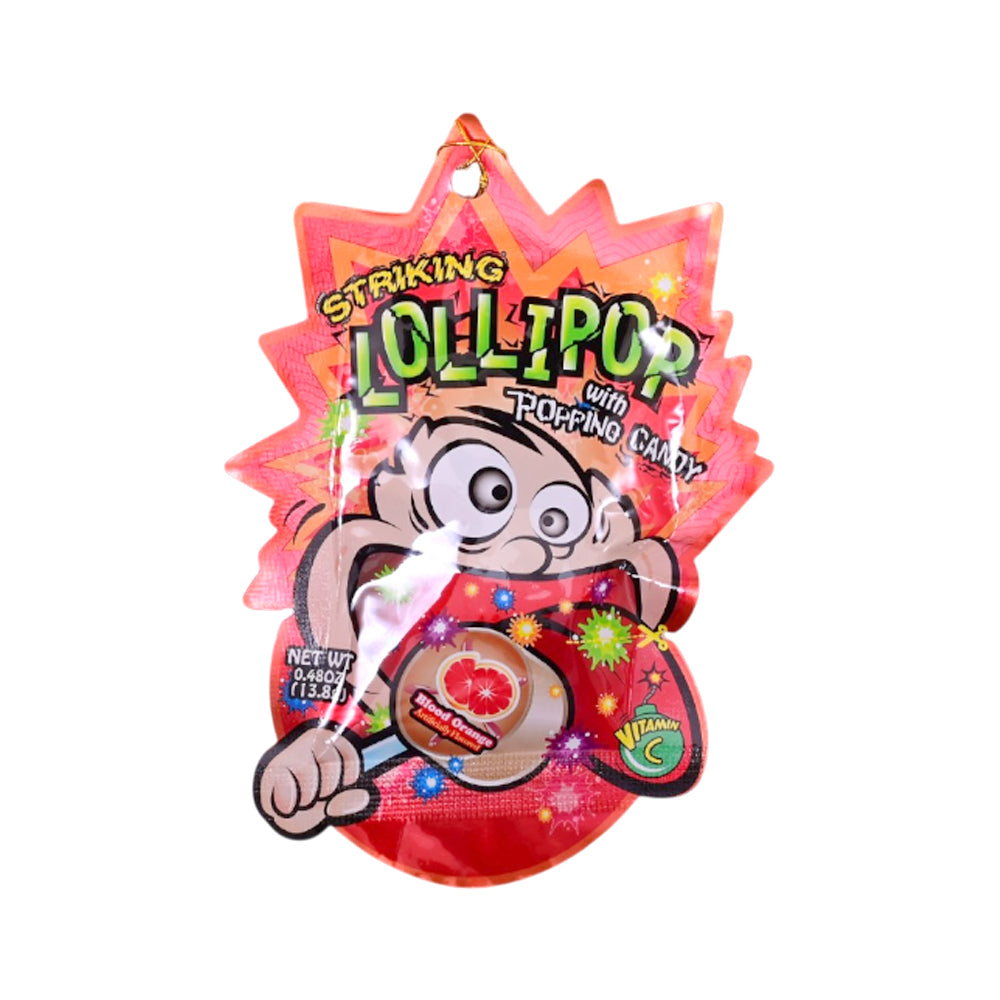 STRIKING LOLLYPOP WITH POPPING CANDY BLOOD ORANGE FLAVOUR 13