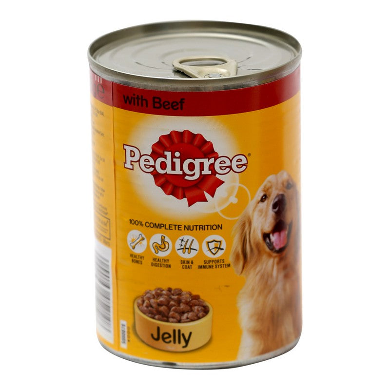 PEDIGREE DOG FOOD JELLY BEEF TIN 385 GM – Al-Fatah