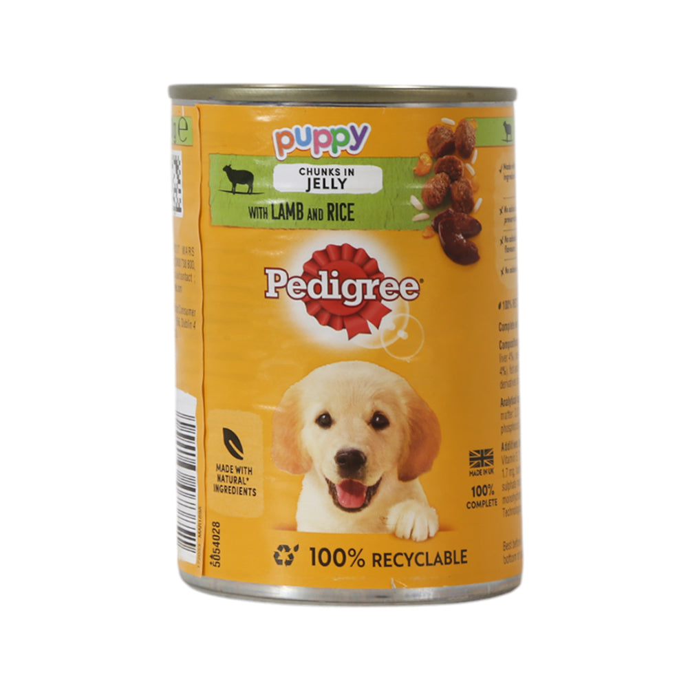 PEDIGREE DOG FOOD PUPPY LAMB RICE TIN 400 GM
