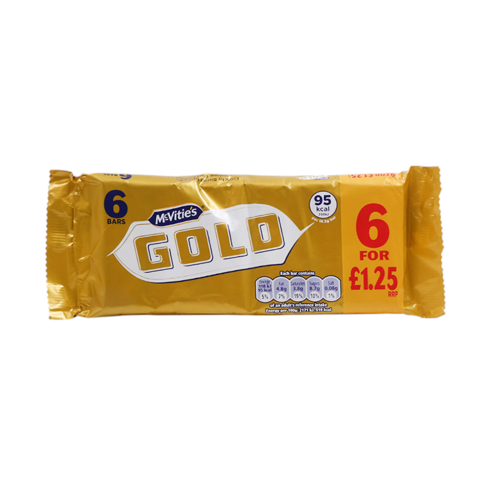 MCVITIES GOLD CRUNCHY BISCUIT BAR 6 BARS 106 GM