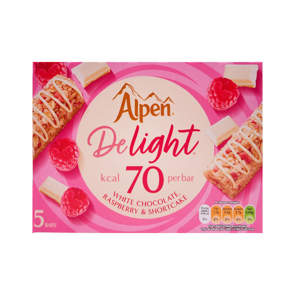 ALPEN CEREAL BAR WHITE CHOCOLATE RASPBERRY 5 BARS 120 GM