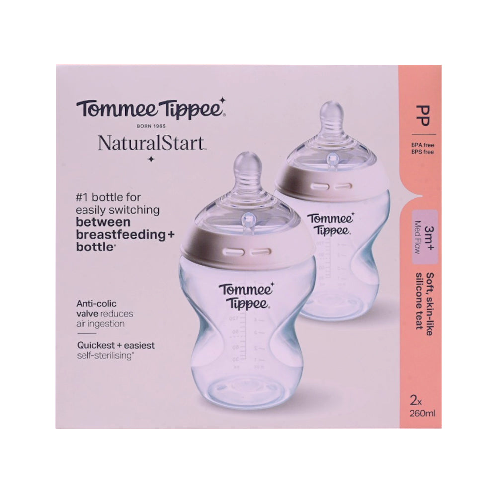 TOMMEE TIPPEE NATURAL START 3M PLUS MED FLOW WHITE 260 ML