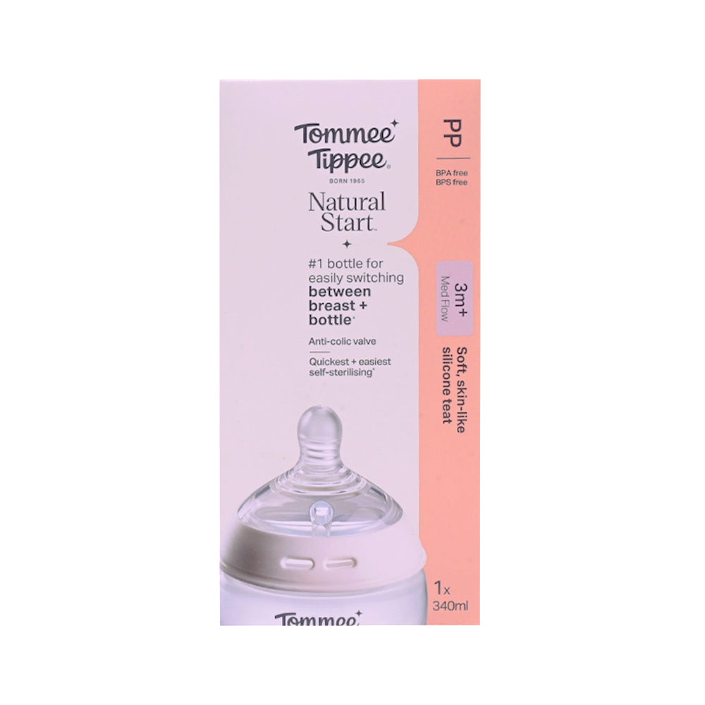 TOMMEE TIPPEE NATURAL START 3M PLUS MED FLOW PLAIN 340 ML
