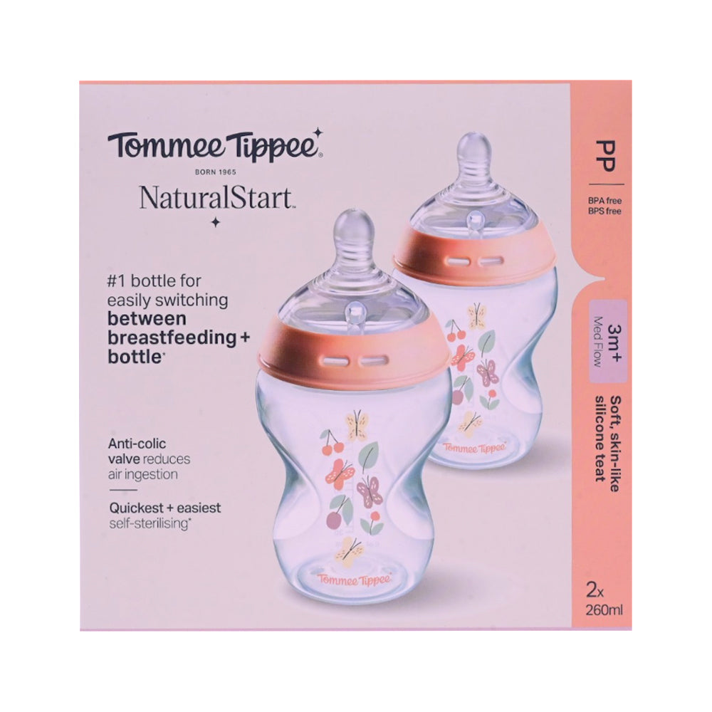 TOMMEE TIPPEE NATURAL START 3M PLUS MED FLOW PINK 260 ML