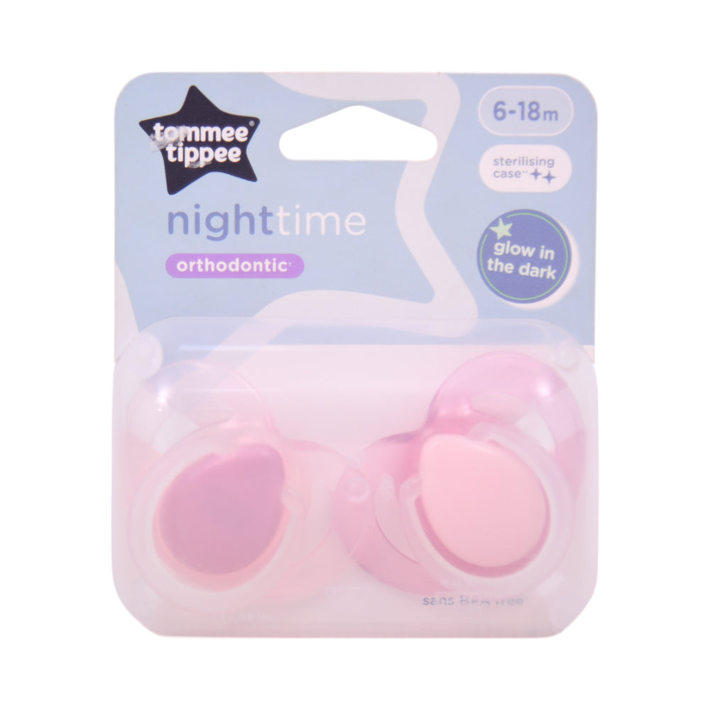 TOMMEE TIPPEE NIGHT TIME ORTHODONTIC SOOTHER 6-18 MONTHS 2 P