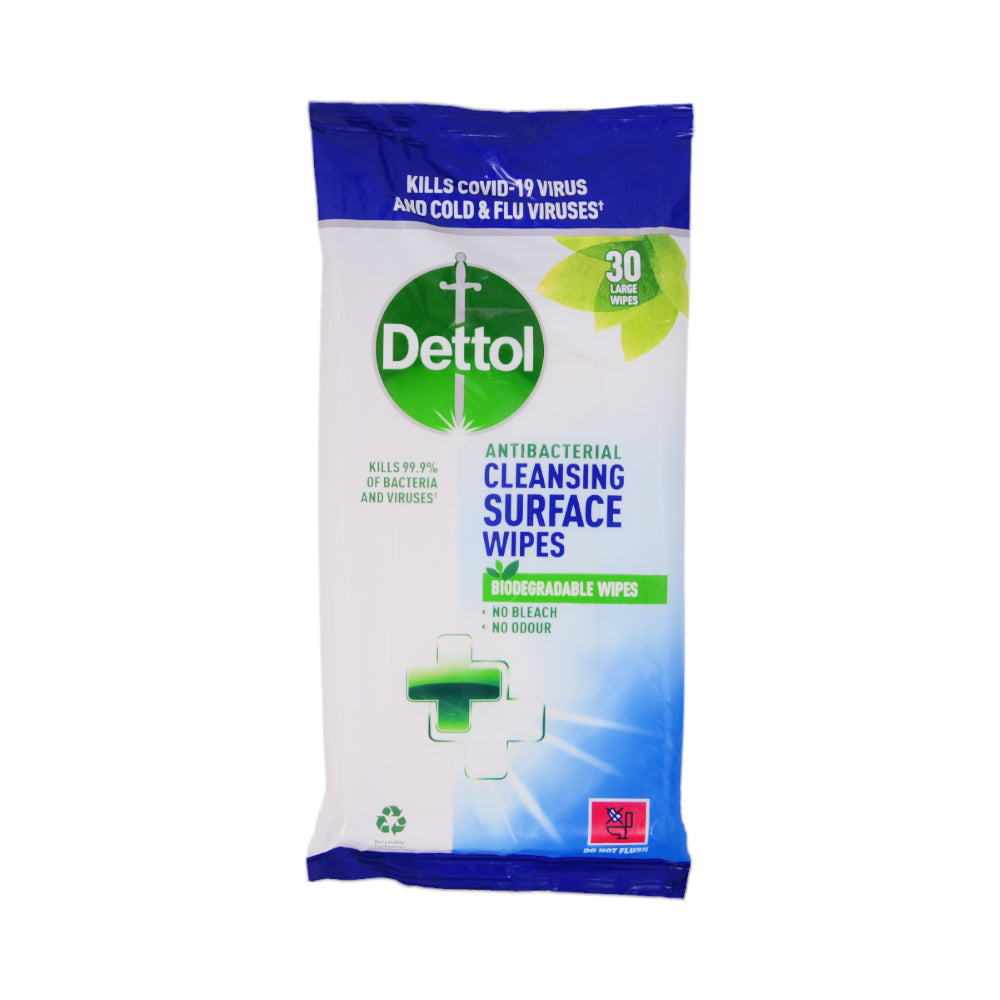 DETTOL SURFACE CLEANING WIPES ANTIBACTERIAL 30PC