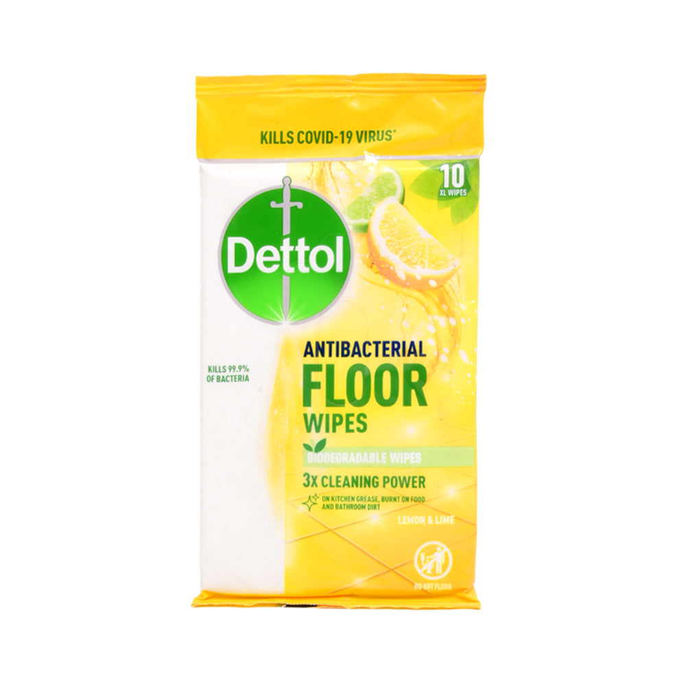 DETTOL FLOOR WIPES ANTIBACTERIAL LEMON AND LIME 10S