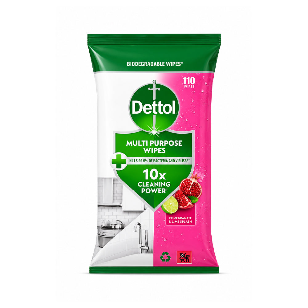 DETTOL WIPES MULTI PURPOSE POMEGRANTE & LIME 105S