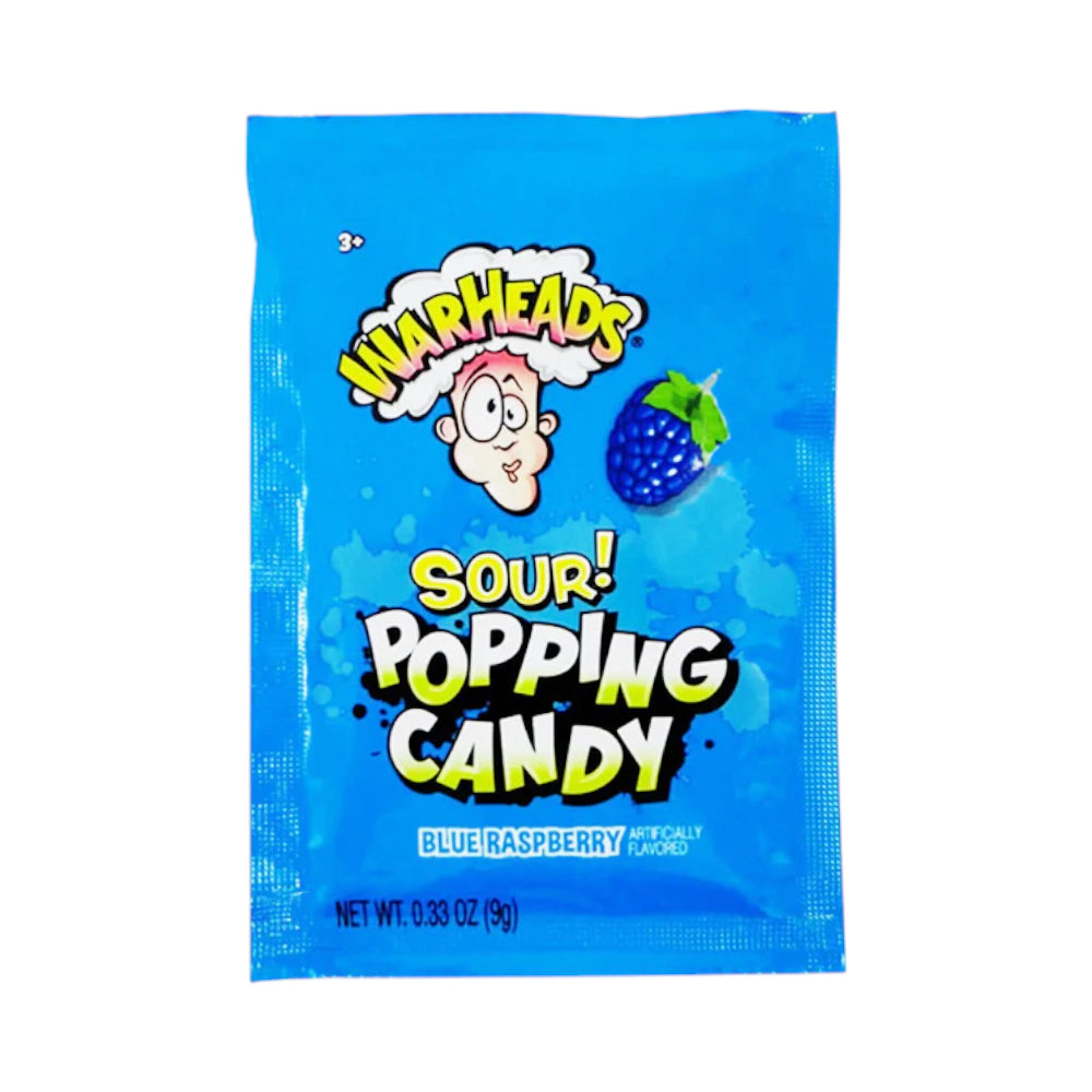 WARHEADS SOUR POPPING CANDY BLUE RASPBERRY 9 GM