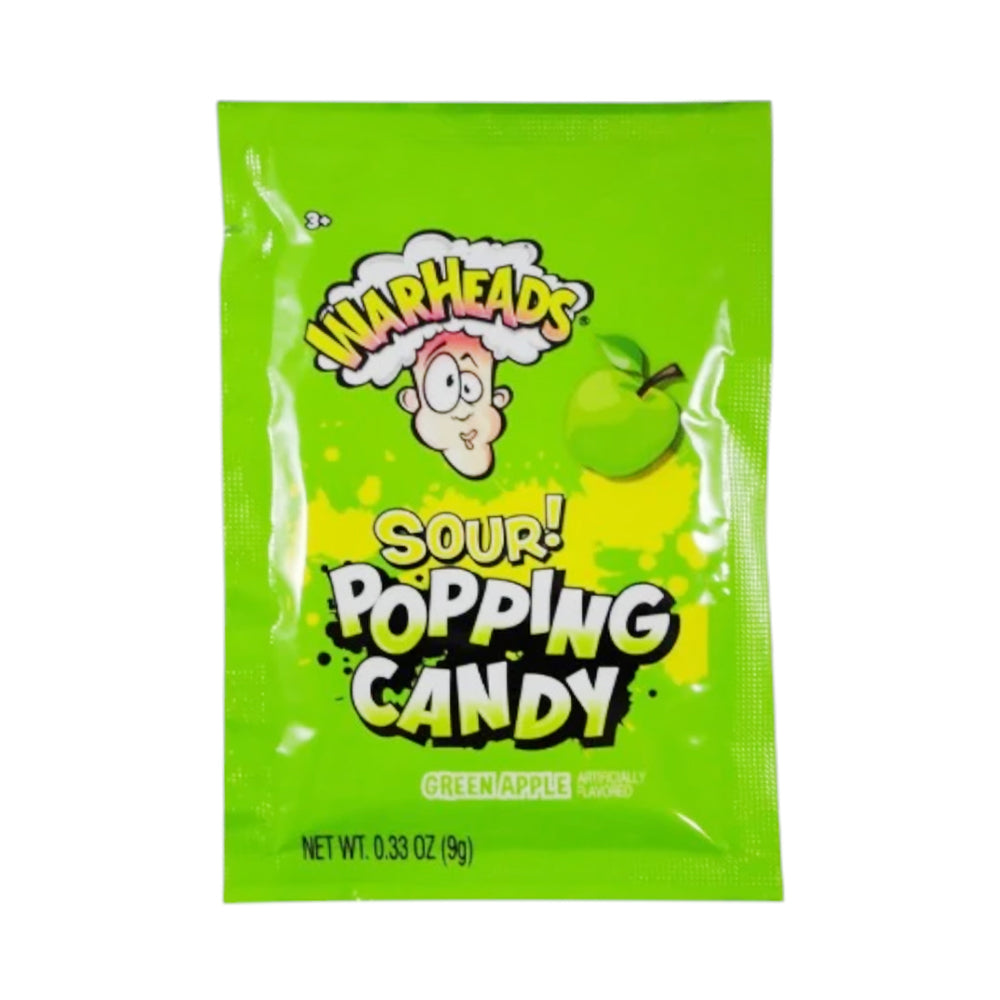 WARHEADS SOUR POPPING CANDY GREEN APPLE 9 GM