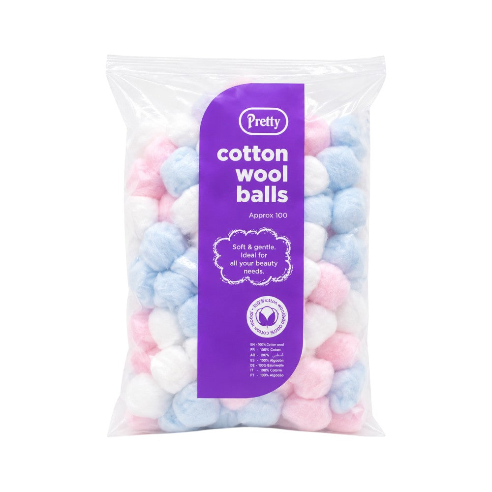 PRETY COTTON  COLOURED WOOL BALLS 100PCS