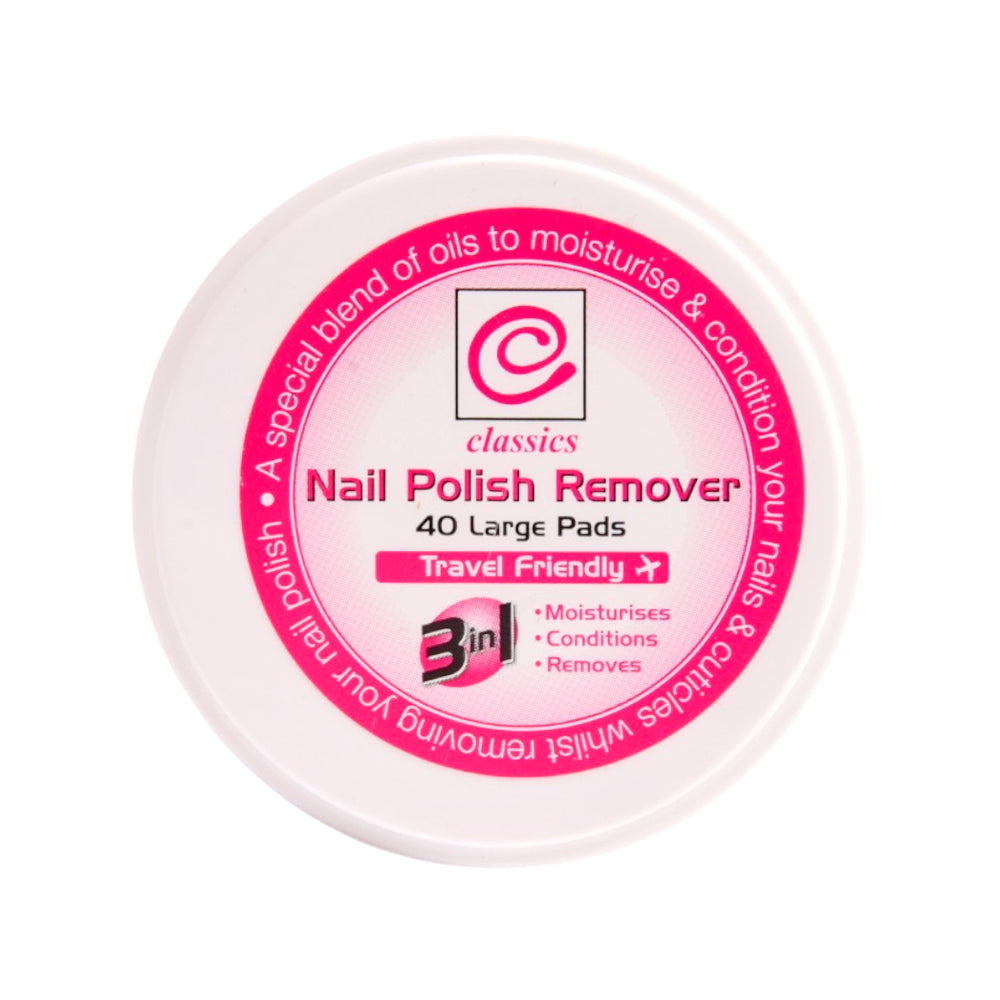 CLASSIC NAIL POLISH REMOVER 40 LARGE PADS 3IN1