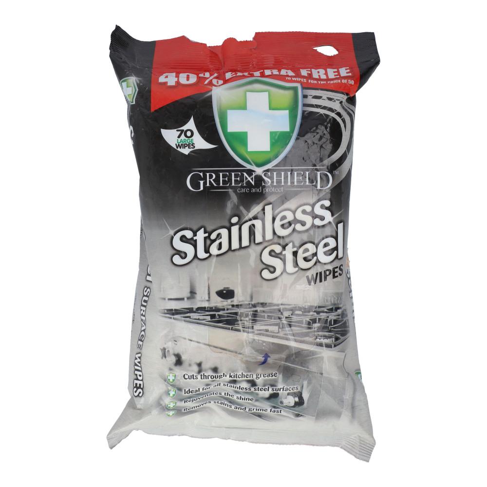 GREEN Stainless Steel Cleaning Wipes 70pcs SHIELD STAINLESS STEEL WIPES