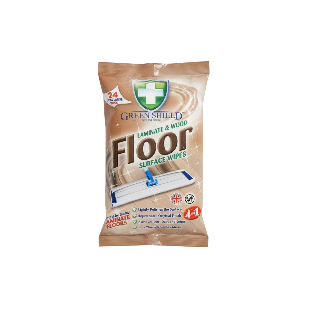 GREEN SHIELD WIPES FLOOR LAMINATE & WOOD 4 IN 1 24 PC