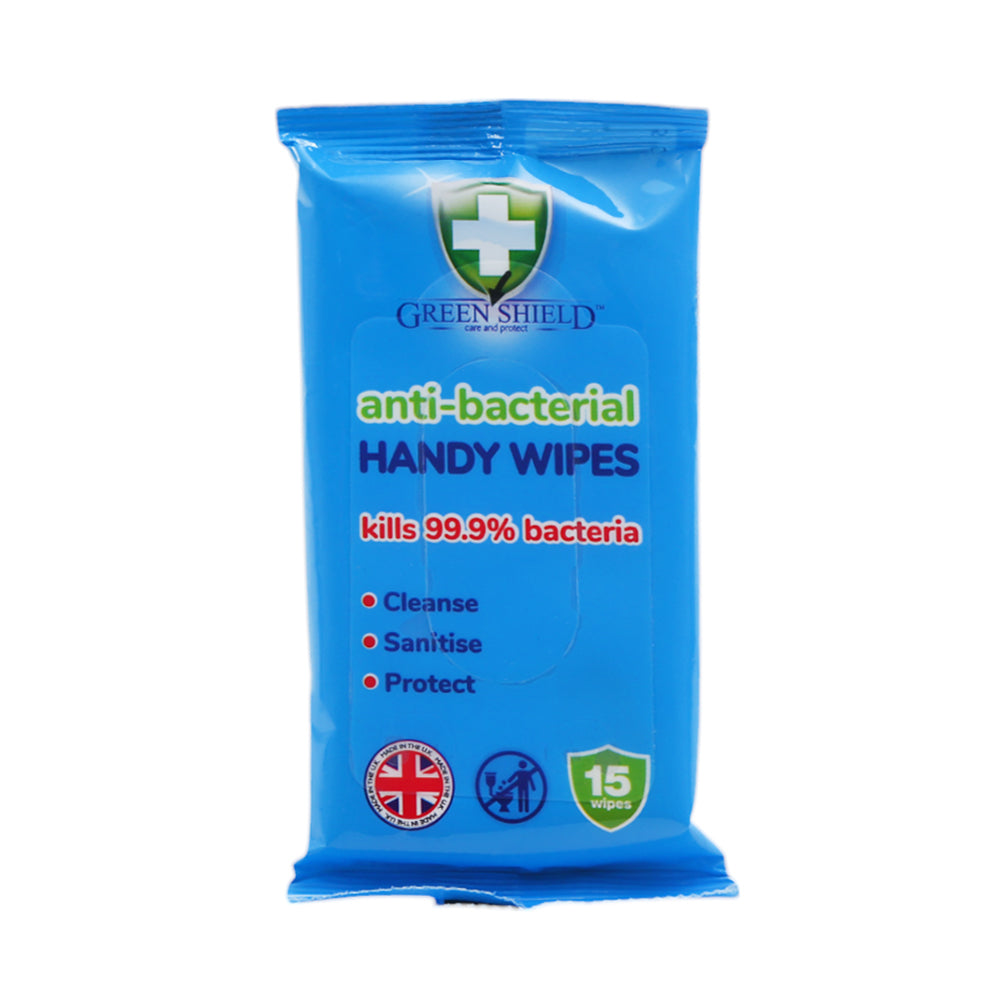 GREEN SHIELD HANDY WIPES ANTI BACTERIAL 15PC