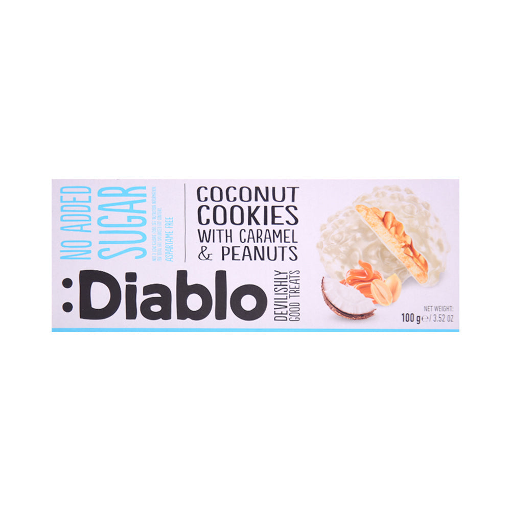 DIABLO COOKIES SUGAR FREE COCONUT WITH CARAMEL AND PEANUTS 1
