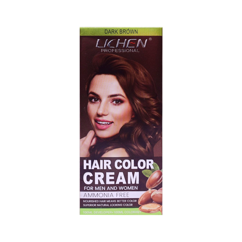 LICHEN HAIR COLOUR CREAM DARK-BROWN 200ML