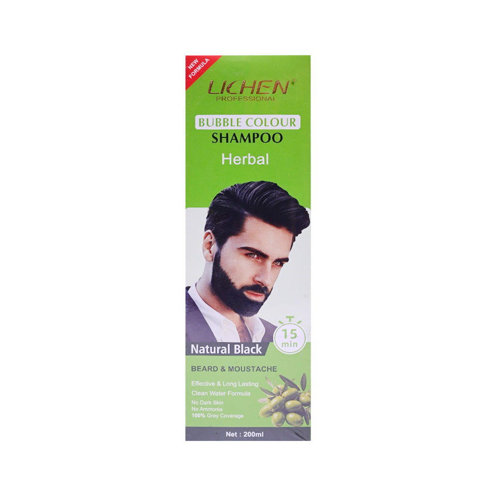 LICHEN HERBAL HAIR COLOR PUMP SHAMPOO BLACK 4 BEARD&MOUSTACH