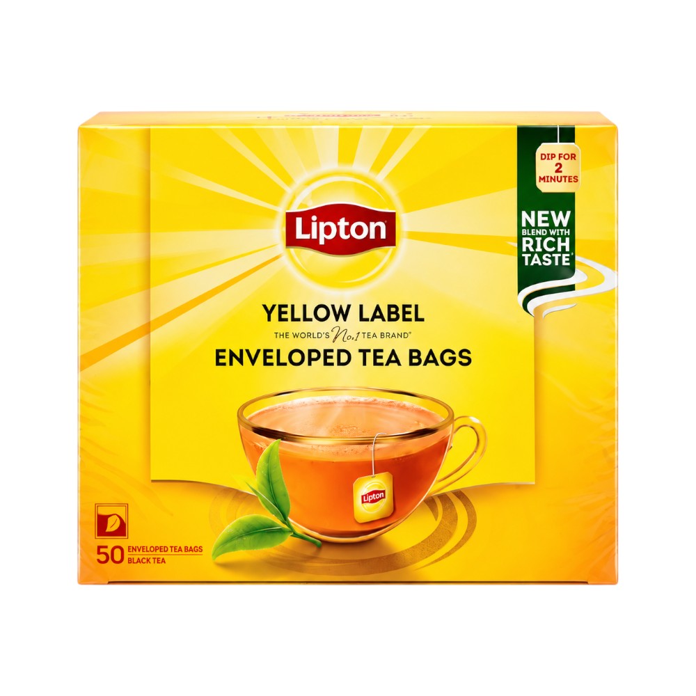 LIPTON YELLOW LABLE ENVELOPED TEA BAGS 50